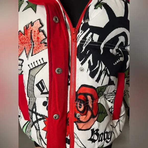 NWT Stylish Graphic Winter Puffer Jacket - Picture 6 of 16